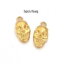 5个/包 不锈钢万圣节骷髅吊坠，趣味时尚项链手链耳环DIY饰品配件，万圣节氛围饰品吊坠 - 骷髏吊墜 - 查看 11