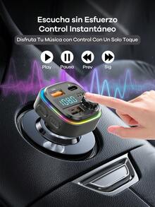 REMAX Cargador de coche Bluetooth con luz ambiente RGB; Carga rápida de 3 puertos; Cargador USB-C; Micrófono incorporado para música/llamadas/navegación; Reconexión automática Bluetooth 5.3; Modo dual Bluetooth/USB; Accesorio esencial para el automóvil - C26 - Ver 6