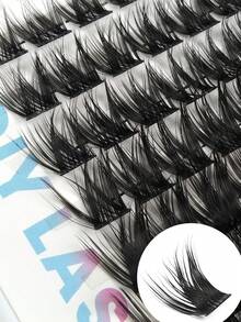 Hinarin 144 Pcs C-Curl Natural Lash Clusters Clear Band Eyelash Clusters Wispy Lashes Clusters 8-16mm Cluster Eyelash Extensions Individual Lashes DIY Lash Natural Look Individual Lashes Suitable For Home Lash Extension - View 4