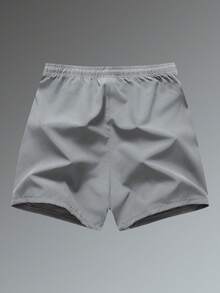 男士运动短裤，透气运动抽绳健身跑步百慕大短裤，带口袋和反光印花，适合日常运动和户外活动 - 淺灰色 - 查看 2