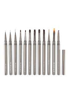 1 buah/12 buah Kuas Nail Art Liner Logam, Cocok untuk Garis Panjang, Detail Halus, Lukisan Lembut, dan Pewarnaan Lembut - MultiWarna - View 16