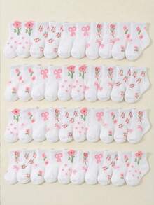 Bộ 20/10/5/1 đôi tất dài đến bắp chân cho bé gái, thiết kế nơ và hoa tulip thời trang, cổ tất bo gân bảo vệ mắt cá chân bé hiệu quả, không bó sát, phù hợp với mọi trang phục và mùa, tất tập đi cho bé từ 0-36 tháng, mặc hàng ngày và làm quà tặng, quà tặng ngày Valentine. - Nhiều màu - Xem 2