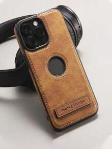 1pc Premium Leather Texture Shockproof Phone Case Compatible With IPhone 12 13 14 15 16 17 Pro Max Plus, Galaxy S24 S23 S22 Ultra Plus - 棕色 - 查看 3