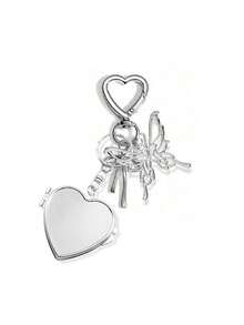 金属心形和星形装饰钥匙扣，银色镂空蝴蝶吊坠，内置迷你镜子，包包装饰钥匙扣，生日、情人节、母亲节送给女性的小礼物，情侣包包配饰，时尚挂饰，手提包和钱包的时尚吊坠，便携式化妆配件，适合女性、女孩、爱美人士和送礼者。 - 彩色 - 查看 10