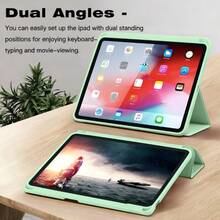 TenYide 三折式平板保护套，TPU透明软壳，简约/休闲/畅销翻盖式平板电脑保护套，兼容iPad Mini4/5/Mini6/Mini7/9.7/10.2/10.5/10.9/第十代/11英寸/12.9英寸/Air 11英寸(M2)-2024/Air 13英寸(M2)-2024/Pro 13英寸(M4)-2024/Pro 11英寸(M4)-2024/Air 13(M3 2025)/Air 11英寸(M3) 2025/(A16) 11英寸第十一代2025款苹果机型，键盘保护套适用于荣耀平板电脑9/10/X8d X8/XA系列，带支架功能。可折叠功能，多种颜色可选，实体三角形支架（非磁性） - 薄荷綠 - 查看 2