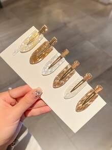 1 Set/4 Stück Modische Haarspangen aus Azetatfaser für Damen, geeignet für Pony, Stirnfransen, Seitenhaar und Hinterkopf, Entchen-Clip-Stil Haaraccessoires, Sommer, Urlaub, Reise - Verschiedenfarbig - Übersicht 11