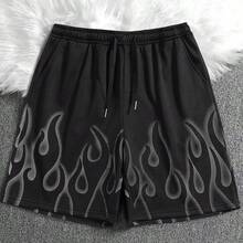 Quần short nam dáng casual in hình ngọn lửa, có dây rút ở eo. - màu đen - Xem 4