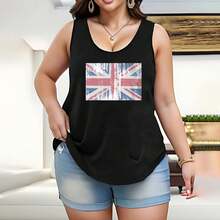 Flag Of England Vintage British Flag United Kingdom Gift Women's Crop Top Plus Size Tank Top Women Racerback Tank High Neck,Ribbed Knit Dressy Sporty Athletic Fit Soft Stretch Fabric Breathable Moisture Wicking Chicken Print Graphic Cute Animal Pattern Funny Slogan Vintage Distressed Multiple Sizes 1X-5X Perfect Christmas Halloween Birthday Gift Home Decor Uplifting Present Friends Family Happy Valentine's Day New Year Oversized Couple Streetwear Fashion Brand Mom Life Tee Proud Mama Best Mom Ever Mother's Day World Cup Soccer Fan Jersey - Black - View 1