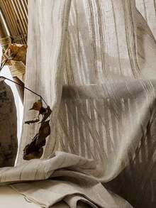 1 pieza Panel de cortina transparente de lino natural minimalista - 1PC - Ver 9