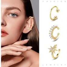 Diamday 9 chiếc khuyên tai kẹp vành tai mạ vàng 14K dành cho nam và nữ, không cần xỏ lỗ, dùng cho sụn tai, khuyên tai giả. - Nhiều màu - Xem 5