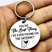 Mặt dây chuyền phong cách tối giản mới, quà tặng Valentine cho bạn trai/bạn gái, móc khóa khắc chữ bằng thép không gỉ. - trắng - Xem 6