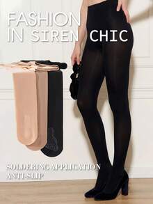 1pc Black Steel Wire Stockings, Thin Fabric, Anti-Snag, Non-Slip, Suitable For Daily Wear, Spring/Autumn/Summer - Multicolor - View 2