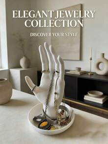 1pc Creative Hand-Shaped Jewelry Holder, Wabi-Sabi Style Hand Organizer, Suitable For Office, Entryway, Bedroom Vanity - Multicolor - View 1