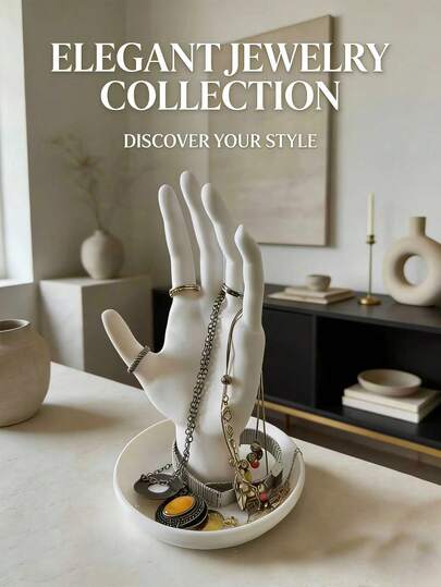 1pc Creative Hand-Shaped Jewelry Holder, Wabi-Sabi Style Hand Organizer, Suitable For Office, Entryway, Bedroom Vanity