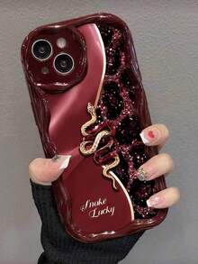 蛇纹印花软手机壳，兼容 17/17Pro/17 Pro Max/16/16 Pro/16 Pro Max/15/XR/7P/8P/P12 Pro Max/P13 Pro Max/P14 Pro Max/P13/P14/P11/P12/P14，可爱时尚加厚保护套 - 彩色 - 查看 4