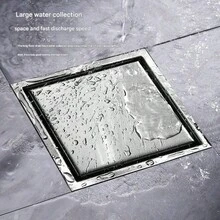 1 pieza Desagüe de ducha oculto, Desagüe de acero inoxidable - Diseño moderno y elegante, Extraíble, Anti-olor y Anti-obstrucción, Cubierta de desagüe empotrada, Sistema de drenaje eficiente, Estructura, Adecuado para baño, balcón, cocina, etc. - Disponible en tamaños de 4 pulgadas y 6 pulgadas Accesorios de baño Herramientas de baño - Multicolor - Ver 9