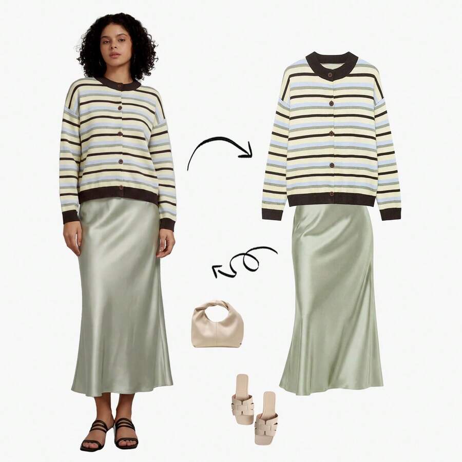 YROOE Women's Soft Knit Striped Button Cardigan, Suitable For All Seasons - Multicolor - View 1