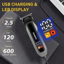 1个男士电动理发器，可充电式光头修剪器，带LED显示屏 - 查看 5