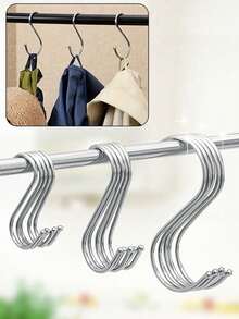 Móc treo áo khoác hình chữ S bằng thép không gỉ, gắn tường, không cần khoan, dùng cho tủ quần áo, nhà bếp, phòng tắm. - Nhiều màu - Xem 4