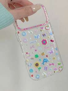 Elegant Transparent Gold-Plated Spring Flower & Butterfly Design Phone Case, Suitable For IPhone 17 Pro Max, 16 Pro, 15 Pro, 14, 17 Pro, 13, Girlish Style, Anti-Drop - Multicolor - View 7