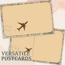 Conjunto de 20/40 Cartões Postais de Viagem - Cartões Postais Vintage com Tema de Viagem, Avião, Cores Pastel - Para Viajantes, Aniversários, Agradecimentos, Melhoras - Cartões de Lembrança para Diários, Presentes - Compatíveis com Álbuns de Cartões Postais e Scrapbooking, Ilustração de Avião - A - Ver 7