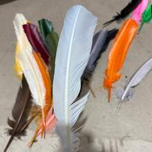 10根混合羽毛，长度25-30厘米/10-12英寸，适用于DIY工艺品、家居装饰、婚礼派对、万圣节服装和帽子装饰 - 土黃 - 查看 25