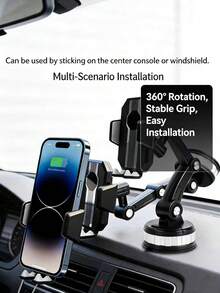 1个360度旋转手机支架 - 耐用ABS材质，可调节臂和夹式仪表盘支架，适用于轿车、卡车、工程车辆 - 360度旋轉手機支架 - 查看 1