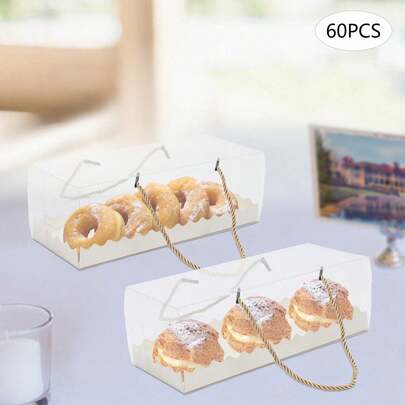 60 Pcs Clear Cake Box, Rectangle Cupcake Box, Small Packaging Boxes