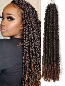14-Inch Passion Twist Pre-Braided Synthetic Hair Extensions, Ombre Dark Brown, Suitable For Daily Wear, Parties, Vacations And Cosplay - Multicolor - View 12