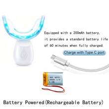 Teeth Whitening Accelerator - LED Light (200mAh Battery), Wireless Blue Light For Convenient Use, Professional Teeth Whitening Tool And Accessories - White - View 3