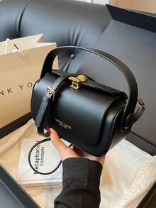 Túi đeo chéo hình hộp thời trang dành cho nữ, Túi Tote tối giản thanh lịch có sức chứa lớn - màu đen - Xem 2