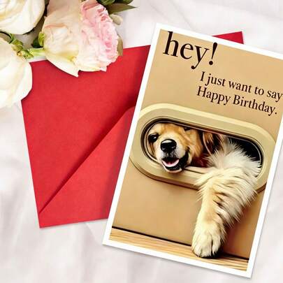 1pc/5pcs Birthday Greeting Dog Cards With Envelopes, Natural & Friendly Blessing Gift Cards For Birthday Party