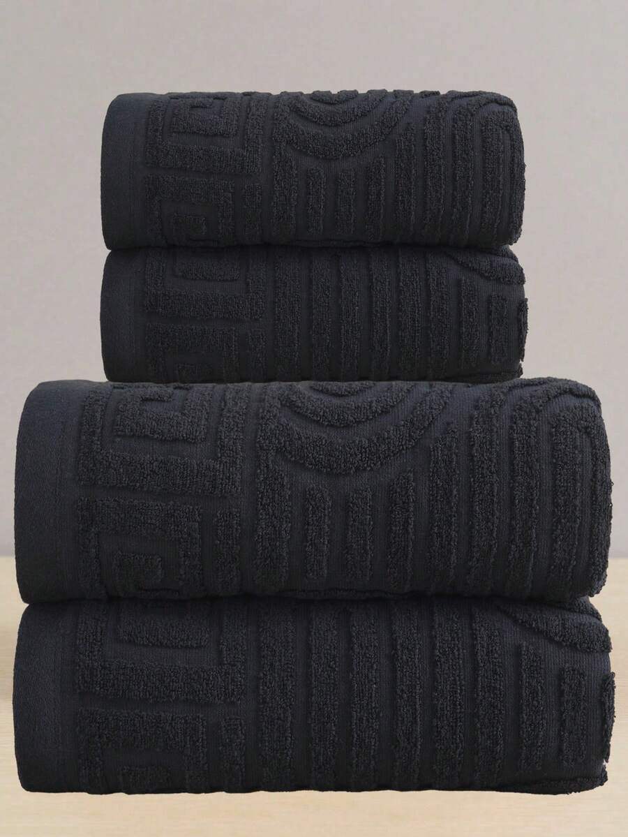 QIBHI 3条装（每条1件）100%纯棉提花爱心图案浴巾/手巾/面巾套装（轻盈吸水），适用于浴室、酒店、健身房、旅行、送礼、沙龙、运动、户外、海滩、学校、返校季、旅行配件、家居用品、情侣礼物，柔软吸水棉质，可选您喜欢的尺寸，请参考尺寸表，也适用于婚礼、派对、家居装饰。