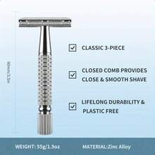 双刃金属剃刀,传统男士双刃手动剃须刀,铝合金手柄,老式手动剃须刀,适用于10种场合,是男士日常理容的理想之选,也是日常剃须的必备工具。 - 多色 - 查看 7