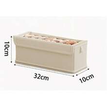 1/2pcs Covered Fabric Foldable Visible Window Clothes Storage Box, Drawer Style Jeans Organizer Box, 32*10*10cm - Beige With Lid - View 2