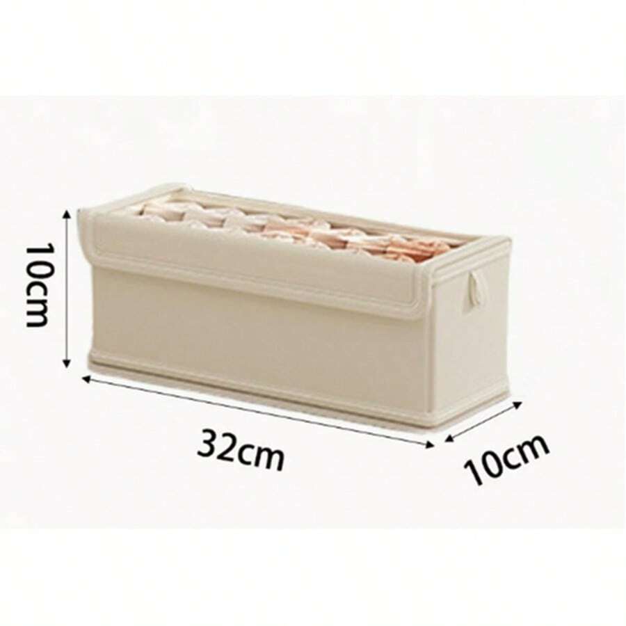 1/2 hộp đựng quần áo bằng vải có cửa sổ trong suốt, kiểu ngăn kéo, có thể gấp gọn, dùng để sắp xếp quần jean, kích thước 32*10*10cm - Màu be có nắp - Xem 1