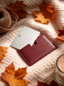 Tom Ford Burgundy Card Holder Mirror. Portable Double-Sided Mirror. Exquisite And Fashionable Leather Makeup Mirror. Portable Makeup Touch-Up Mirror. Suitable For Daily Use, Makes A Great Gift For Girlfriend. - Burgundy - View 6