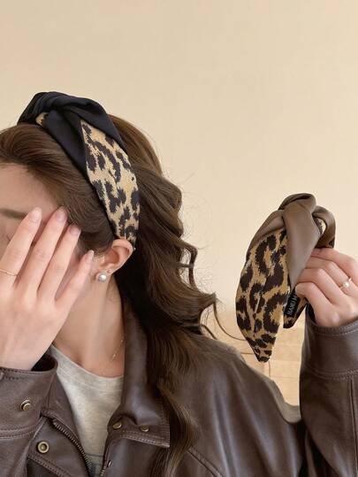 1pc Women's Fashionable Leopard-Pattern Hairband , Vintage Hair Accessory Hairband, Head Decoration
