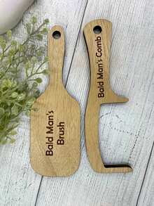 1 buah Sisir Pria Botak Lucu - Gagang Kayu, Sikat Rambut Anti-Statis Tanpa Bulu, Hadiah Lucu untuk Teman, Alat Perawatan Tahan Lama dari Kayu Buatan/Kayu Beech untuk Rambut Botak dan Tipis, Desain Serbaguna untuk Berbagai Kesempatan, Set Sisir dan Sikat - beraneka warna - View 2