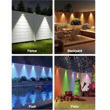 Solar Fence Lights Outdoor Waterproof, Fence Lights Solar Powered, 12 RGB Color Modes & Warm White & Cool White, Fence Solar Light Outdoor For Backyard, Patio, Yard, Wall, Deck(Black, 4/8 Pack) - 8件 - 查看 6