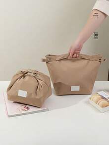 1pc Japanese Style Lunch Box Bag, Hand-Held Insulated Bento Bag, New Large Capacity Waterproof Office Worker Commuting With Food Picnic Bag - Multicolor - View 4