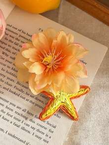 1件波西米亚风优雅度假海星花朵发夹，多功能刘海发夹，女士适用 - 彩色 - 查看 5