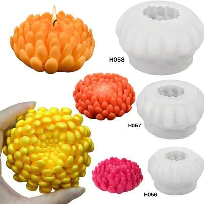 菊花蜡烛硅胶模具，手工皂，DIY花卉手工皂，DIY石膏树脂浇铸，树脂工艺品家居装饰模具