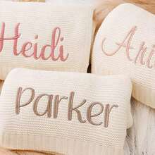 Customized Embroidered Name Baby Stroller Nap Blanket, All-Season Windproof Air Conditioning Blanket, Multi-Purpose Wrap Blanket, Sofa Blanket, Car Blanket, Outdoor Blanket, Customized Embroidered Nap Blanket - Personalized Name Blanket, Customized Family Blanket - Multicolor - View 4