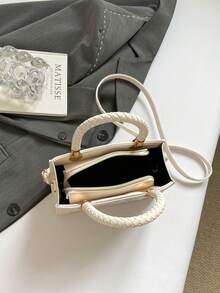 2026新款迷你压纹结构手提包，女士专用，优质PU皮革单肩包，饰有精致压纹图案和编织顶部提手，多功能双提手（顶部提手和可拆卸斜挎肩带） - 彩色 - 查看 11