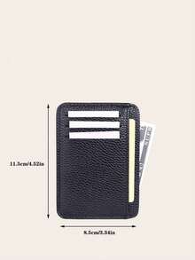 Black Ultra-Thin Card Holder Wallet With Multiple Card Slots - Black - View 3