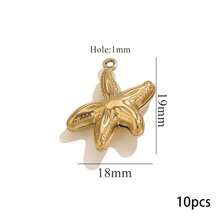 Bộ 10 mặt dây chuyền hình động vật và đại dương bằng thép không gỉ 304 mạ vàng 18K, gồm sao biển/vỏ sò/rùa/voi/cú, dùng để tự làm vòng cổ, vòng tay và trang sức. Không gây dị ứng và chống gỉ. - mặt dây chuyền - Xem 28