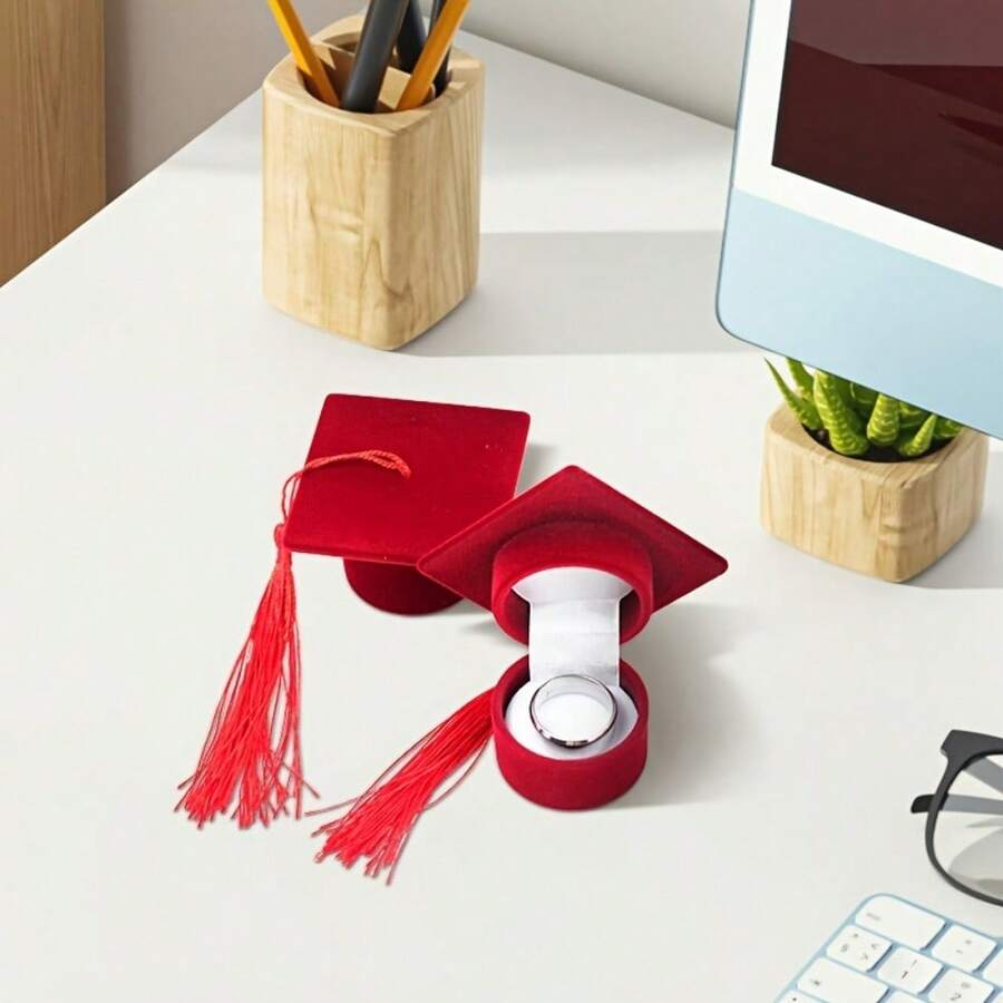 1pc Graduation Cap Shaped Jewelry Box, University Graduation Gift, Badge Pendant, Jewelry, Earrings, Necklace Storage Box, Student Birthday Gift Box - Multicolor - View 1