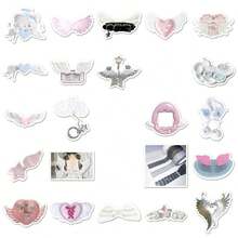 50pcs Pink Korean Wave Y2K Style Stickers, Cute Aesthetic Stickers, Pop Culture Stickers, Waterproof Stickers, Suitable For Notebooks, Skateboards, Water Bottles - E - View 6