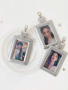 1 PC Minimally Designed Pvc Card Holder For Students, 3-Inch Storage And Protective Cover, Star Chasing Small Card Display Pendant Card Holder - Multicolor - View 5